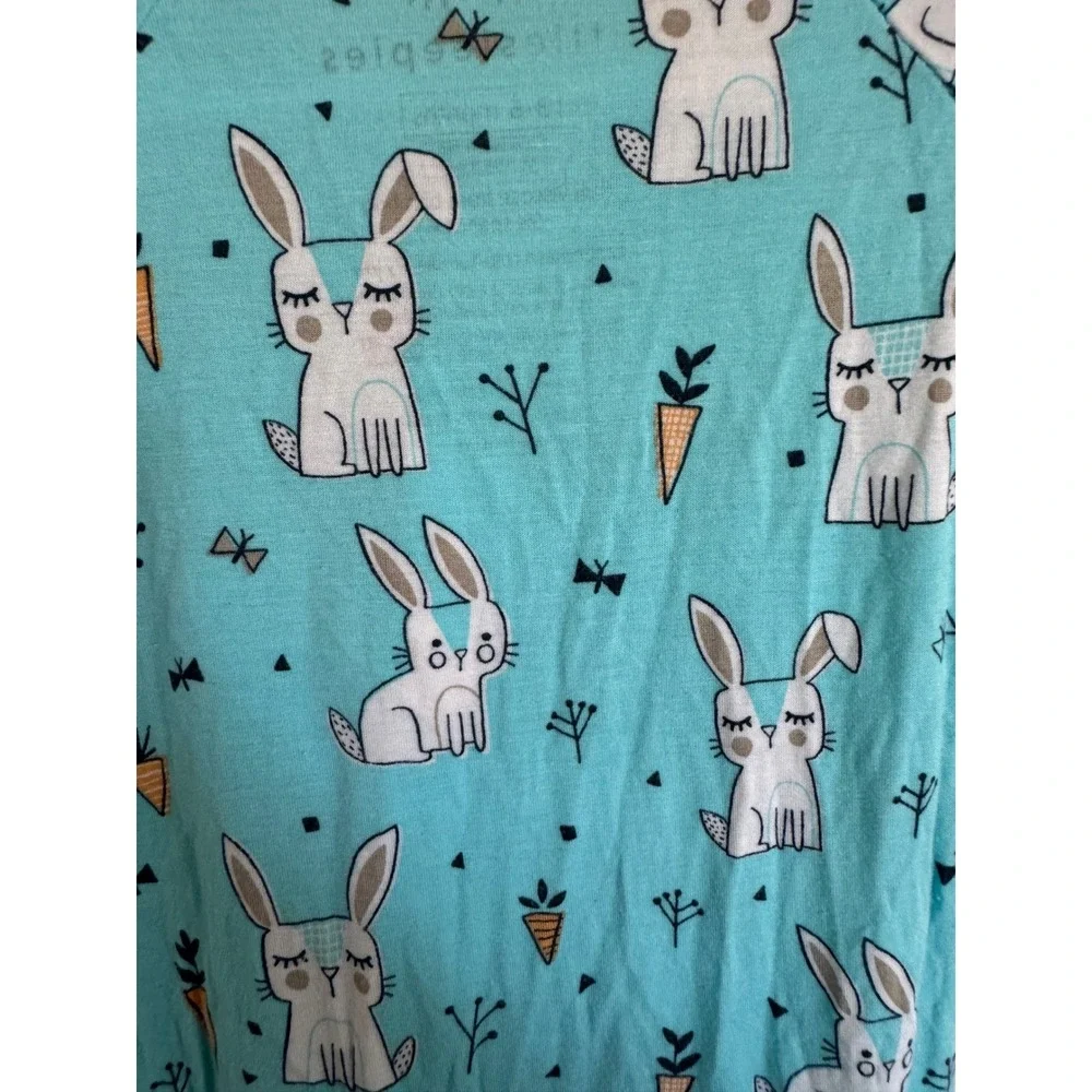 Little Sleepies OG Aqua Bunnies Bamboo Zippy Sleeper Size 3-6 months